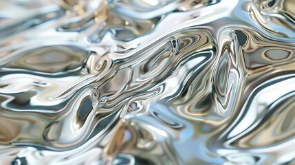 Metallic surfaces reflecting distorted images.