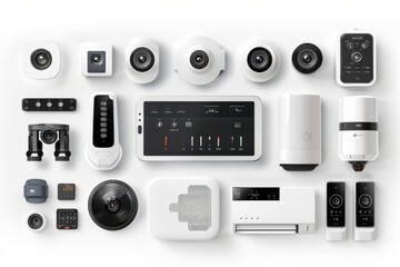 Fototapeta premium Smart home management and the creative team emphasize care in safeguarding technologies, creating visual content secured by connected security systems.