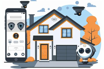 Naklejka premium In smart building environments, studio technology monitoring integrates camera threat assessments with security measures for impenetrable on-location filming.