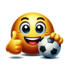 Soccer sport game thumbs up emoji on a white background