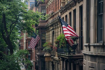 American flags on the wall