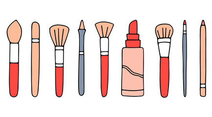 make up brushes isolated on white