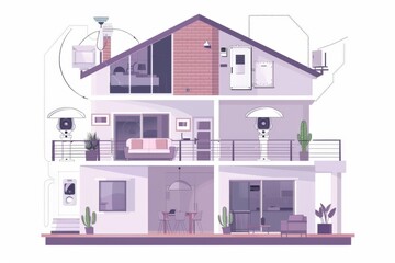 Fototapeta premium Building Security systems control smart security alarms through protective mechanisms, integrating alarm management with home technology for enhanced safety.