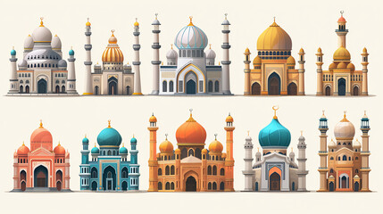Fototapeta premium Set of Islamic stickers mosque
