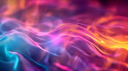 Obraz premium Illustration of ethereal color waves in pink, purple, and orange, showcasing a smooth, glowing landscape with a calming effect