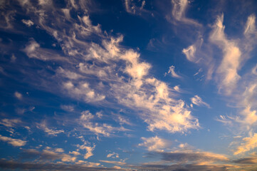Cloudy Blue Colorful Sky over Mediterranean Sea.