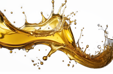 Gold oil liquid splashing. Oil splash in transparent background. Gold liquid splash. 
