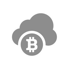 Bitcoin cloud storage vector icon. Cryptocurrency symbol.