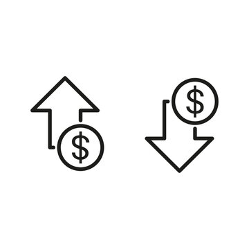 Doller value increases and decreases icon transparent background.