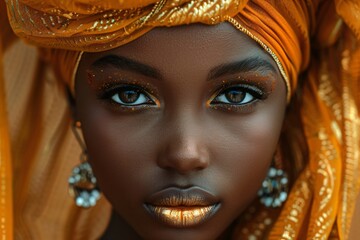modern black woman with a turban in the desert