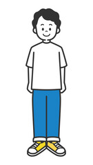 立っている若い男性のイラスト