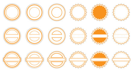 Set of round stamp frames. Vector design isolated on a white background.