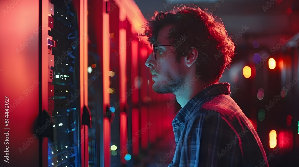 Aufkleber it professional troubleshooting network issues in server room
