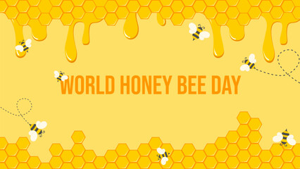 Vector graphic of little bees and honeycomb borders background suitable for world honey bee day 4k