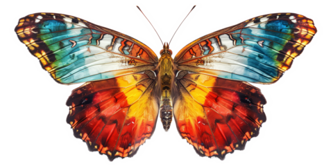 orange vivid detailed beautiful butterfly transparent as a graphic resource
