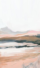 Surreal Landscape with Pink Hills and Mountains on White Background Generative AI
