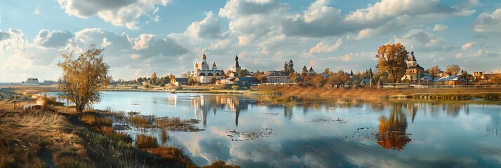 Landscape Spaso-Efimiev Monastery of Suzdal, Russia realistic nature and landscape