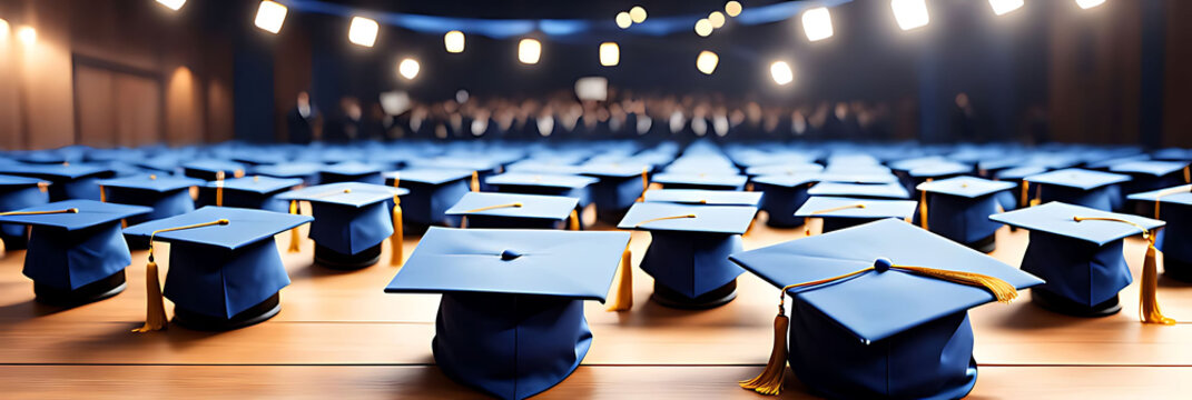 graduation party invitation template with festive background, blank space for text, Graduation cap, mock-up design 