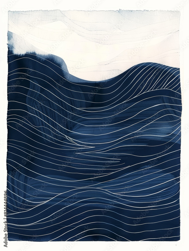 Poster scandinavian inspired coastal print on white background generative ai