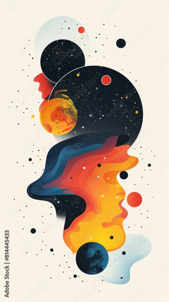 Poster cosmic art on white background for space enthusiasts generative ai