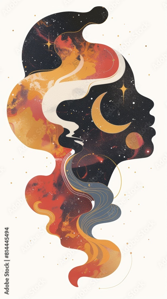 Poster cosmic art on white background for space enthusiasts generative ai
