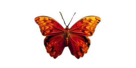 orange vivid detailed beautiful butterfly transparent as a graphic resource
