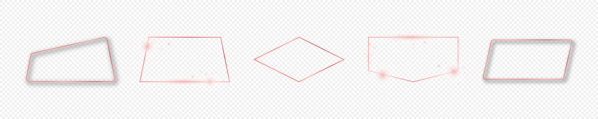 Rose gold glowing different geometric shape frame
