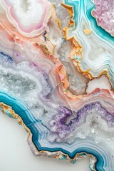 Vibrant Geode-Inspired Abstract Art on White Background for Decor and Design Generative AI