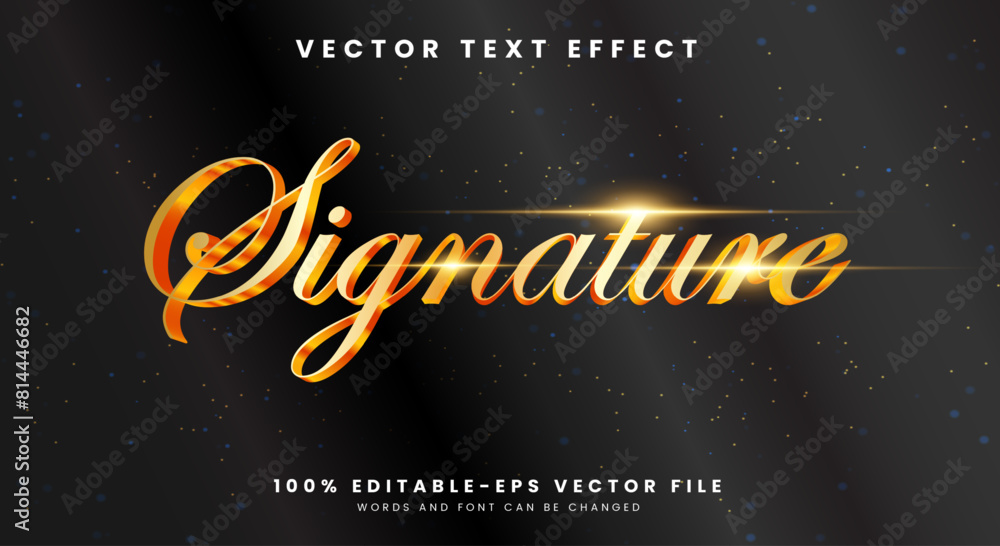 Poster golden signature editable text effect template with luxury style