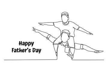 One continuous line drawing of Happy father's day. Doodle vector illustration in simple linear style.