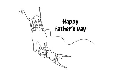One continuous line drawing of Happy father's day. Doodle vector illustration in simple linear style.