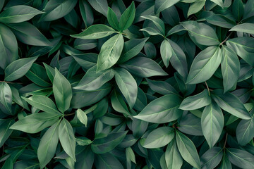 A captivating photo showcasing a background of lush leaves, embodying aesthetic minimalism The wallpaper features a palette of dark sage colors, offering a serene and sophisticated vibe 