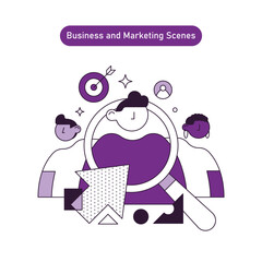 character Illustration's of digital marketing activities  