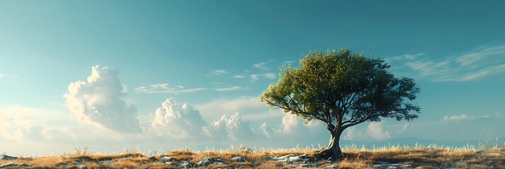 Landscape Tree with blue sky realistic nature and landscape