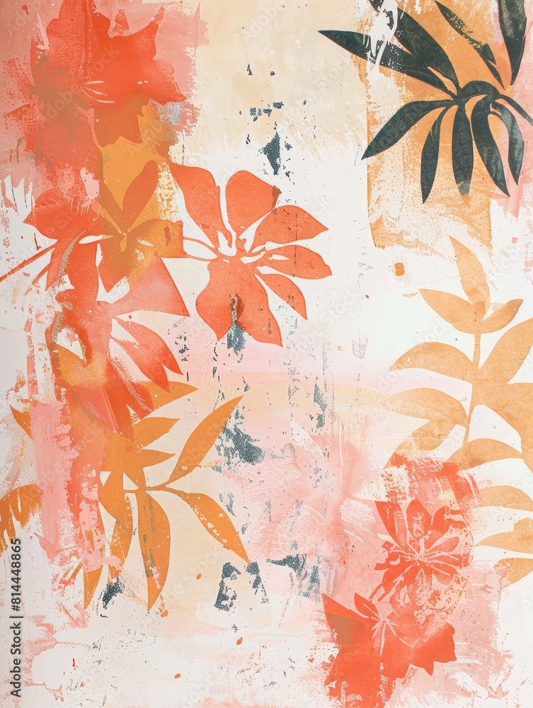 Poster bohemian inspired abstract art on white background generative ai