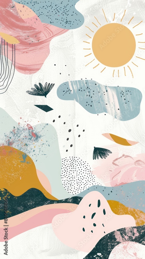Poster modern art deco inspired abstract background generative ai