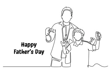 Happy father's day. Concept. Single line draw design vector graphic illustration.