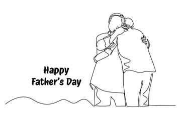 Happy father's day. Concept. Single line draw design vector graphic illustration.