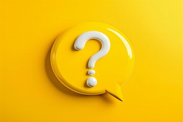 Questioning the Future of Business: Speech Bubble with Question Mark on Vibrant Yellow Background