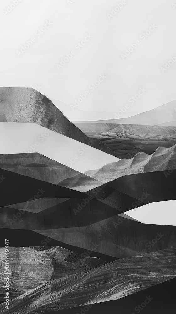 Poster stylish abstract geometry landscape on white background generative ai