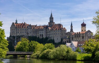 Hohenzollern Schloss Sigmaringen an der Donau im oberen Donautal.