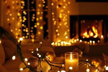 Cozy Living Room Decked Out for the Holidays