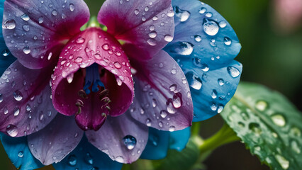 beautiful flower with dew drops


