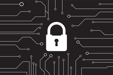 Cybers security and information or network protection. Future technology web services for business and internet project. Reliable and protected computer chip.