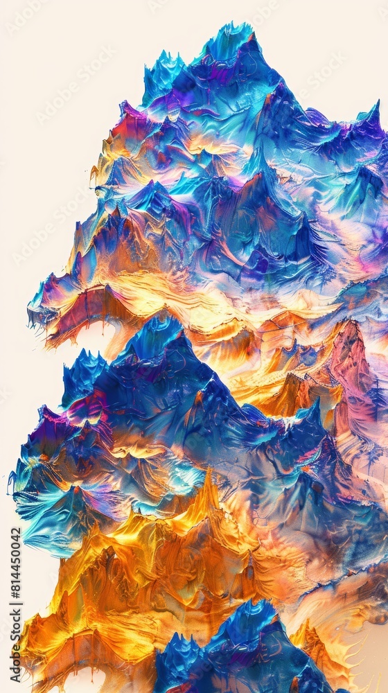 Poster surreal mountainscape with prismatic light generative ai