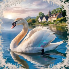 Swan in the Lack of village 4K Resolution 