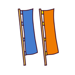 2本ののぼり旗のイラスト　白い背景に分離されたフラットなベクター素材