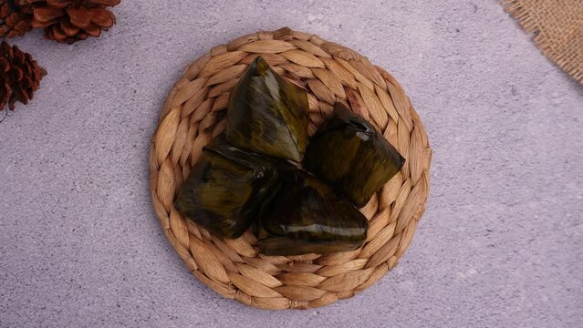 top view serving and taking an indonesian koci traditional culinary food