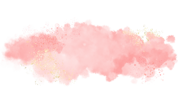 Pastel rose or pink watercolor stroke splash with luxury golden and glitter gold lines round contour for banner or logo wedding elements