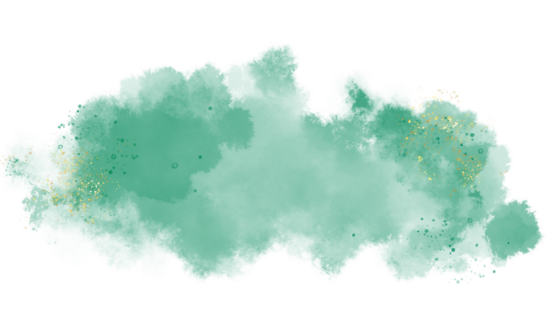 Pastel green modern watercolor brush stroke splash with luxury golden frame and glitter gold lines round contour frame for banner or logo wedding elements	
